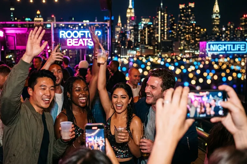 Friends at a party — everyone shooting the same night from a different phone