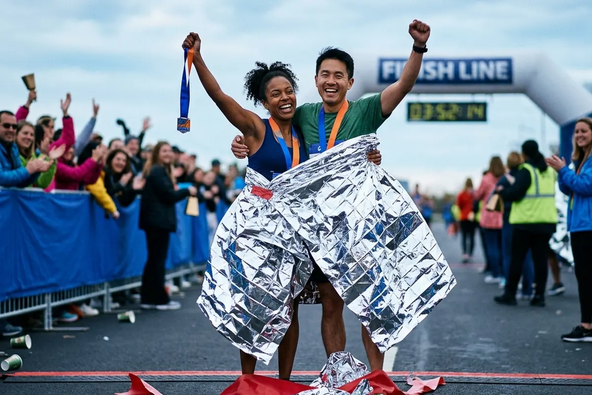 Marathon finishers finding their race photos with one selfie